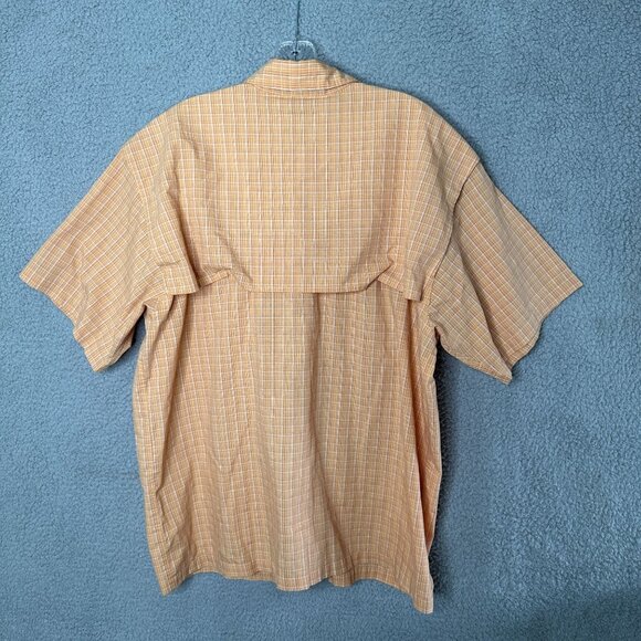 Patagonia Mens Organic Cotton Short Sleeve Button Front Shirt Plaid Pattern Tan - Picture 3 of 8